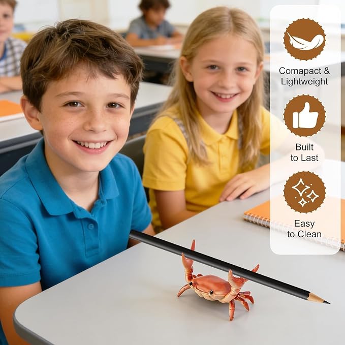 8 Pack Desk Crab Pen Holder, Creative Weightlifting Crab Pencil Stand Holder, Desk Organizers and Accessories, Cute Office Decor for Small Items at Home, School, Studio (Purple/Green/Blue/Red)