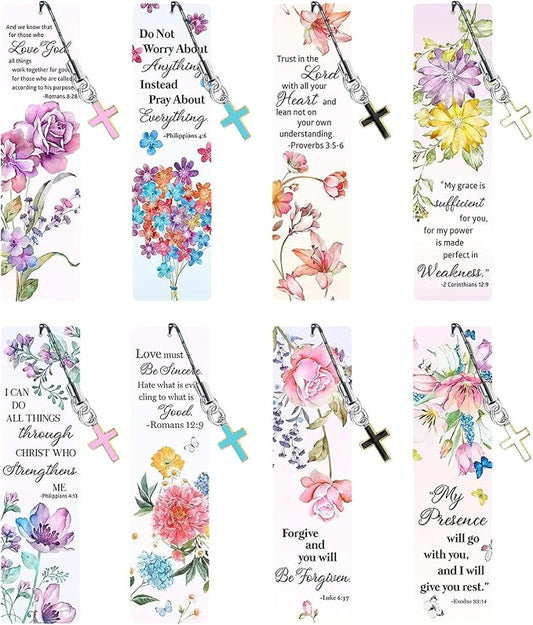 8PCS Diamond Painting Art Bookmarks,Cute Acrylic Bookmarks Crafts Kits Gifts with Pendants for Adult Women Book Lovers (Flower)