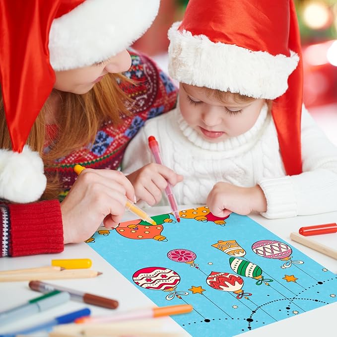 COCHIE 36PCS 8x10 Inches Christmas Coloring Pages for Kids, Bulk Color Your Own Xmas Paper Crafts Party Favors, Small Coloring Sheets Christmas Day Gifts