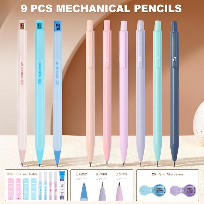 58 PCS Aesthetic School Supplies with Cute Pencil Case,12 Pastel Highlighters, 5 Gel Pens Black Ink，9 Mechanical Pencils for，Student Stationary，CollegeEssentials Gifts (Blue)