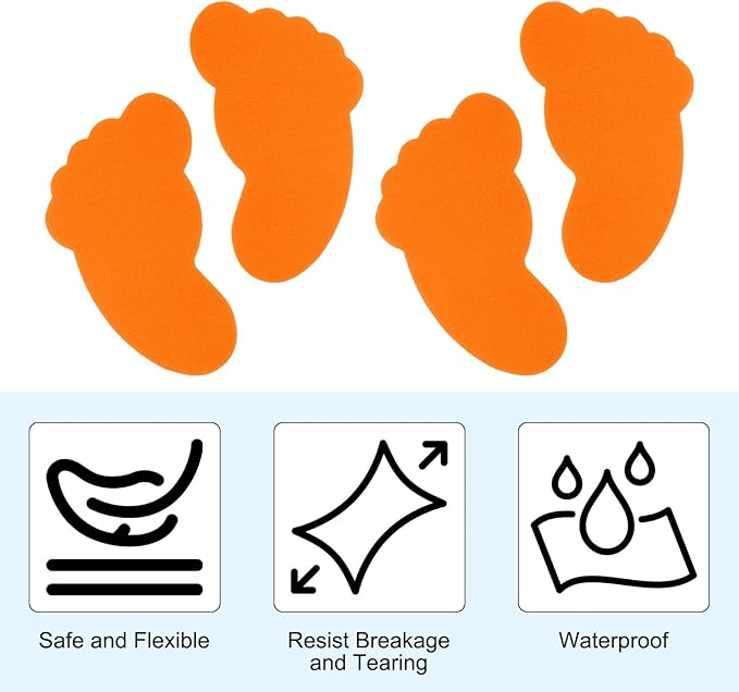 PATIKIL Foot Shaped Carpet Markers, 72pcs (36pairs) Nylon Floor Spots Markers Colorful Hook and Loop Marker Dots for Classroom Teacher Supplies, Orange