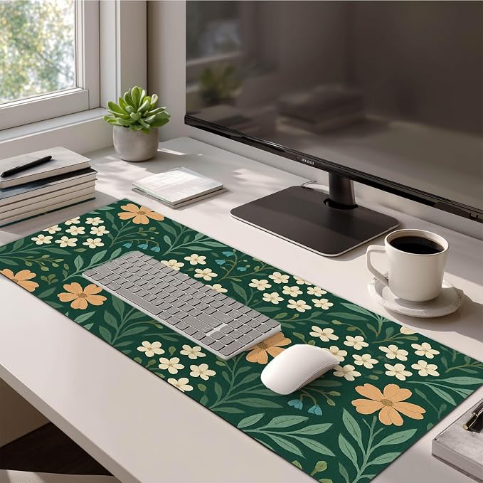 HOMETITUTE Floral Large Mouse Pad 31.5x11.8 Inch Gaming Desk Mat Non Slip Base XL Keyboard Pad Extended Computer Mat Waterproof Mouse Mat Desk Accessories for Office Home Desktop