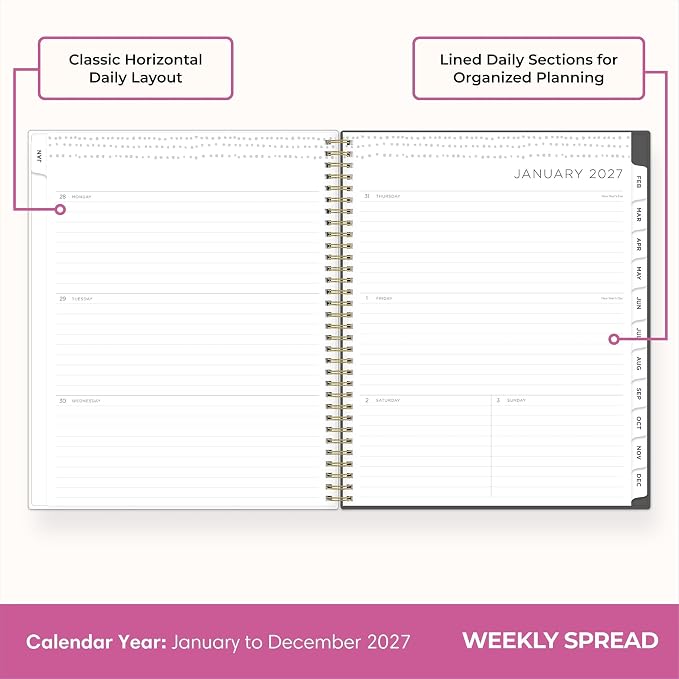 Blue Sky Kelly Ventura 2026 Weekly and Monthly Planner Calendar, January 2026 - December 2026, 8.5" x 11", Flexible Cover, Laminated Tabs, Durable Twin Wire Binding, Storage Pocket, Includes Sticker Sheet, Midnight Garden