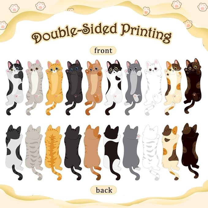 JSRQT 30Pcs Cat Paper Bookmarks, Adorable Kitty Design Page Markers Book Page Clips for Book Lovers, Reading Accessories Gift for for Students Teachers,10 Styles