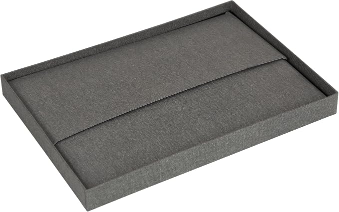 Bigso Karin KD Collapsible Storage Box with Labelframe for Easy Identification - Simple Assembly without Tools - Decorative Storage Boxes with Lids - 8.9in x 12.4in x 5.4in - Light Gray
