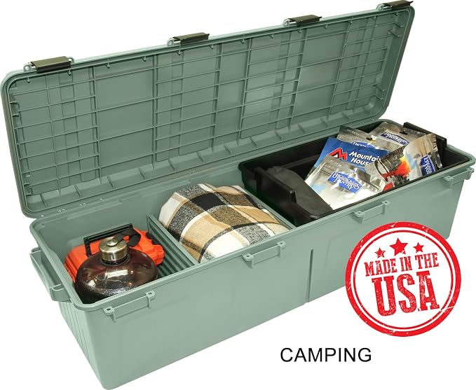 MTM MGC - The Mule Mobile Gear Crate, Storage for Hunting & Outdoor Gear, Shooting Supplies, Camping Accessories, Water-Resistant, Stackable, 81 Qts Capacity, 43.5”x14.7”x11.5”, USA Made, Army Green