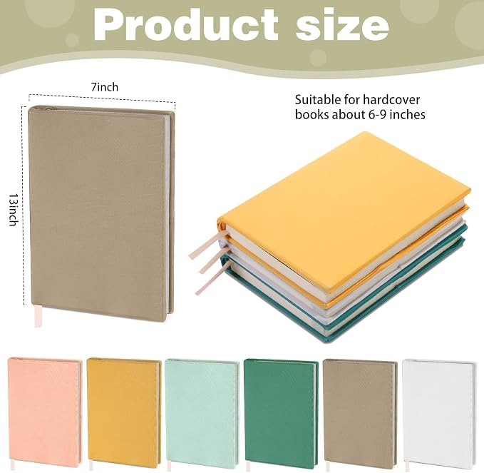 Gilprop 6 Pack Stretchable Book Covers 6-9 Inch Colored Fabric Reusable Book Protector Sleeve for Hardcovers Textbook Protection Supplies(Boho Color)