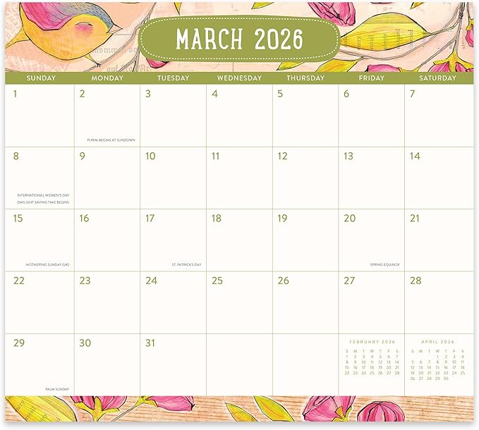 Orange Circle Studio 2026 Magnetic Monthly Fridge Calendar, Where Love Grows, 17-Month Daily Aesthetic Planner Notepad with Magnet for Refrigerator, Easy Organizer for Grocery List, Appointments