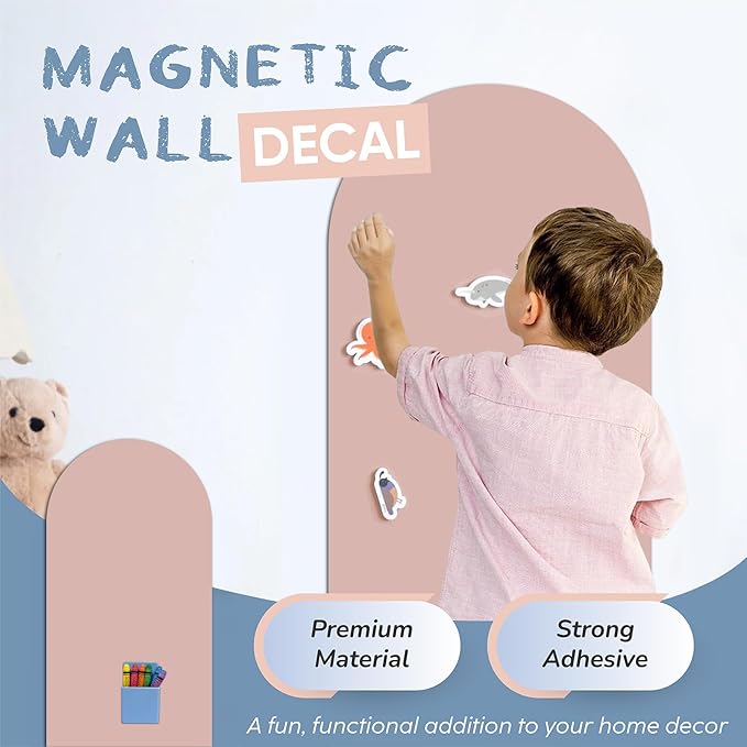 YOUNGJQ Magnetic Arch Wall Decal, Magnetic Chalkboard for Wall 39" x 18" Adhesive Backing Wallpaper for Playroom Home(Camel Blush)