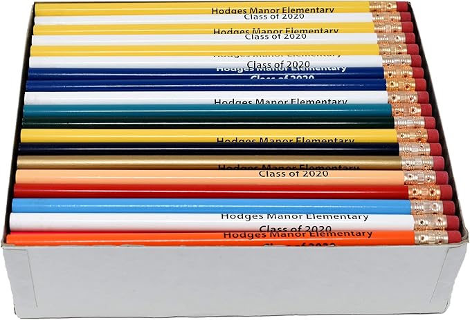 Pencil Guy Promotional Personalized Imprinted Black Round Pencils 144 to a box. 19 color(s) to choose from!