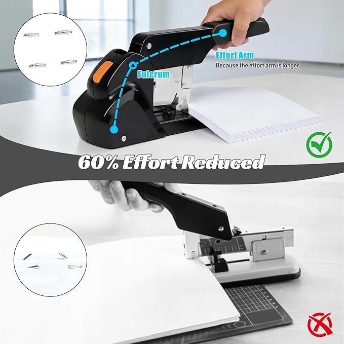 AFMAT Heavy Duty Stapler, 210 Sheet Staplers for Desk with 7000 Staples, Jam-Free, 50000+ Uses, 60% Reduced Effort, Easy Reload, Adjustable Paper Guide, Large Metal Manual Office Staplers, ES15