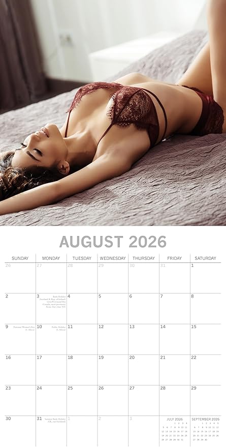 2026 Square Wall Calendar - Liń‎gerie 12 x 12 Inch Monthly View, 16-Month, Unveiled Theme, Includes 180 Reminder Stickers