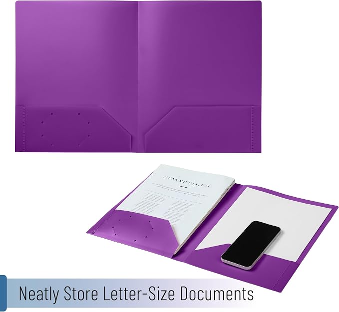 Mr. Pen- Plastic Folders with Pockets, 5 pcs, Aesthetic File Folder with Business Card Slot, 2-Pocket Folder, Back to School, Office, Filing Supplies