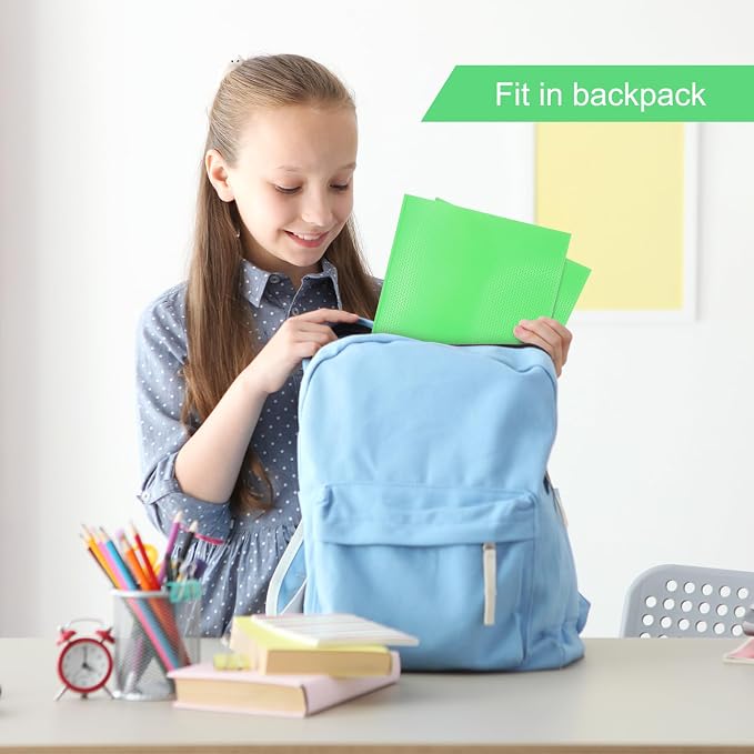 ViVin Sturdy Plastic Folder with Pockets,6 Pack,Heavy Duty Two Pocket 3 Prong Folders,Holds Letter Size Paper,File Folders with Business Card Slot for School Home and Office(Green)