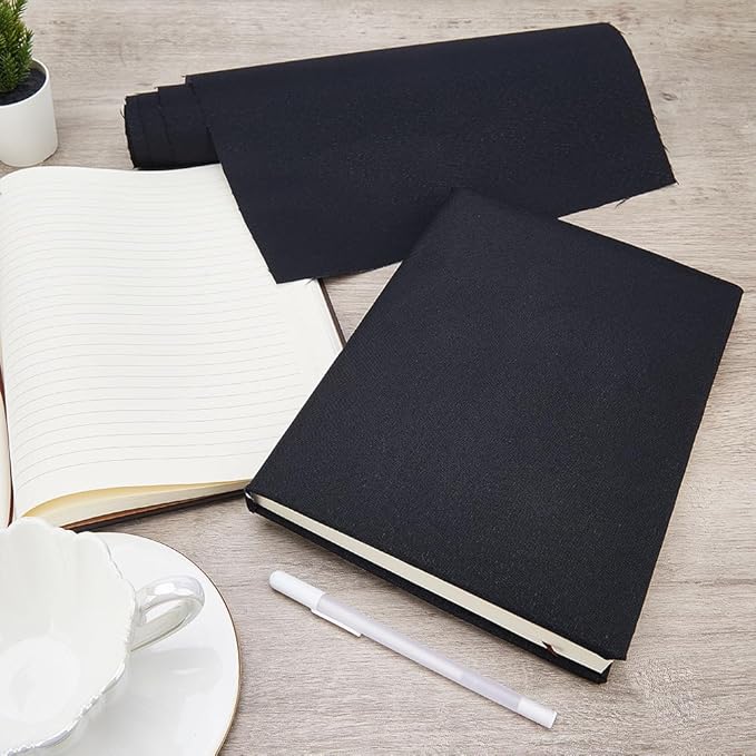 CRASPIRE 51 x 11.8inch Linen Book Cloth for Book Binding Fabric Surface Paper Backed Bookcover Books Album Scrapbooking Archival DIY Covering Protector Bookcloth Bookbinding Supplies Black