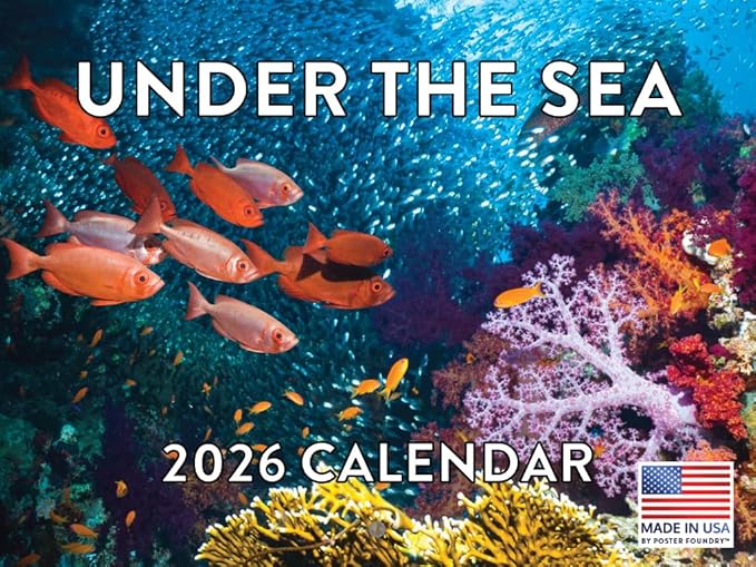 Under the Sea Fish Calendar 2026 Ocean Monthly Wall Calender 12 Month | American Made In The USA