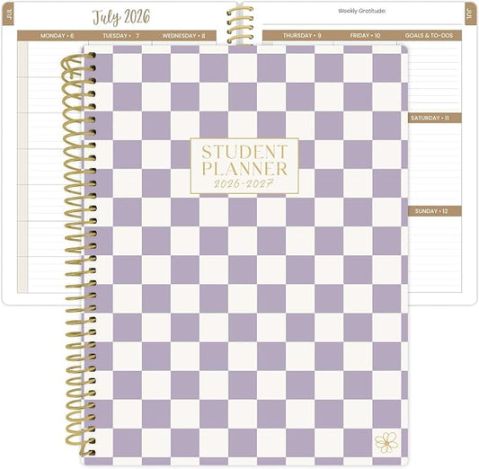 Daisy by bloom daily planners 2026-2027 Academic Year Student Planner (July 2026 - July 2027) - Elementary Through Middle School Calendar Agenda Book - 7” x 9" - Checkered