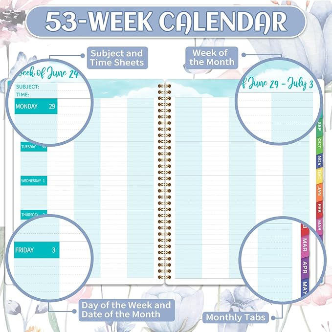 Teacher Planner 2026-2027 - Lesson Planner 2026-2027, Jul. 2026 - Jun. 2027, 8.5'' x 11'', Lesson Plan Book, Weekly and Monthly Homeschool Planner, Academic Planner with Inspirational Quotes, Colorful Tabs