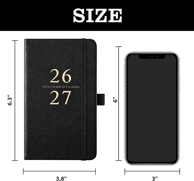 2026-2027 Pocket Planner/Calendar - Jul 2026 - Jun 2027, Academic Planner 2026-2027, Pocket Calendar for Purse, 6.3'' × 3.8'', Elastic Bound, Agenda Book