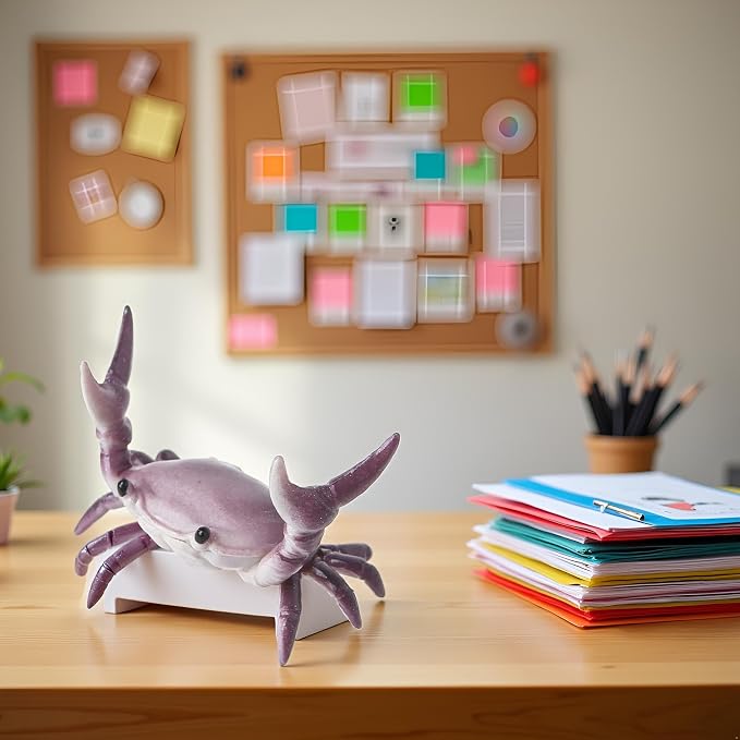 Crab Pen Holder,Cute Storage Rack Creative Desk Pen Stand Weightlifting Crabs Pen Rack Office Home Desktop Decoration Stationery Gift,Pencil Holders Desk Supplies Holders and Dispensers (Purple)