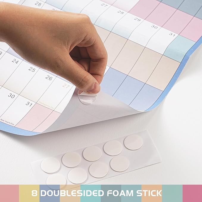 2026 Yearly Wall Calendar - Yearly Wall Calendar 2026, 2026 Calendar, Jan 2026 - Dec 2026, 23.1" x 34.6" (Open), Julian Dates, Thick Paper, Double-Sided Round Stickers, Grayish Blue