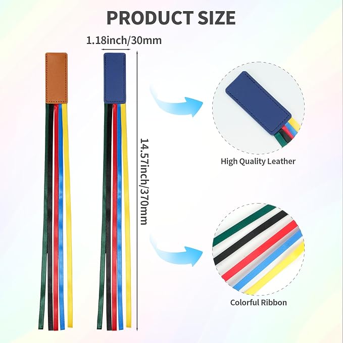 2Pcs Bible Bookmark, Bible Ribbons Christian Ribbon Bookmark, Bible Page Markers, Bible Accessories, Bible Markers, Leather Bible Bookmarks for Women & Men, Brown+Blue
