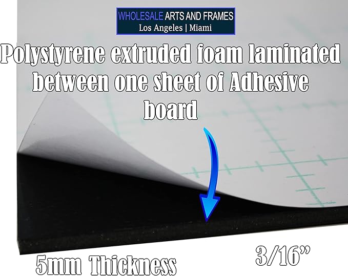 3/16" Black 1 Side Self Adhesive Foam Core Boards 16x20-100 Pack. Many Sizes Available. Acid Free Craft Poster Board for Signs, Buffered Presentations, School, Office and Art Projects