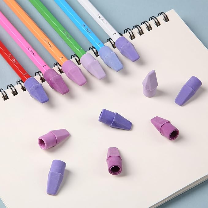 Mr. Pen- Pencil Top Erasers, 120 Pack, 6 Different Purple Shade Colors, Latex-Free & No Smudge Pencil Eraser Tops