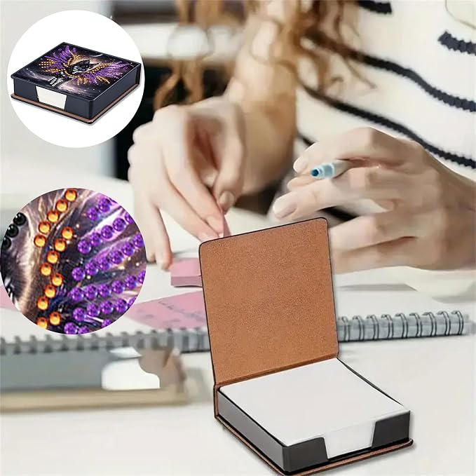 Wolf Diamonds Painting Kit Note Box,Animal Memo Paper Storage Box Diamond Art,Sticky Note Holder Diamond Art,Diamond Painting Memo Pad For Office Desk. (Wolf)