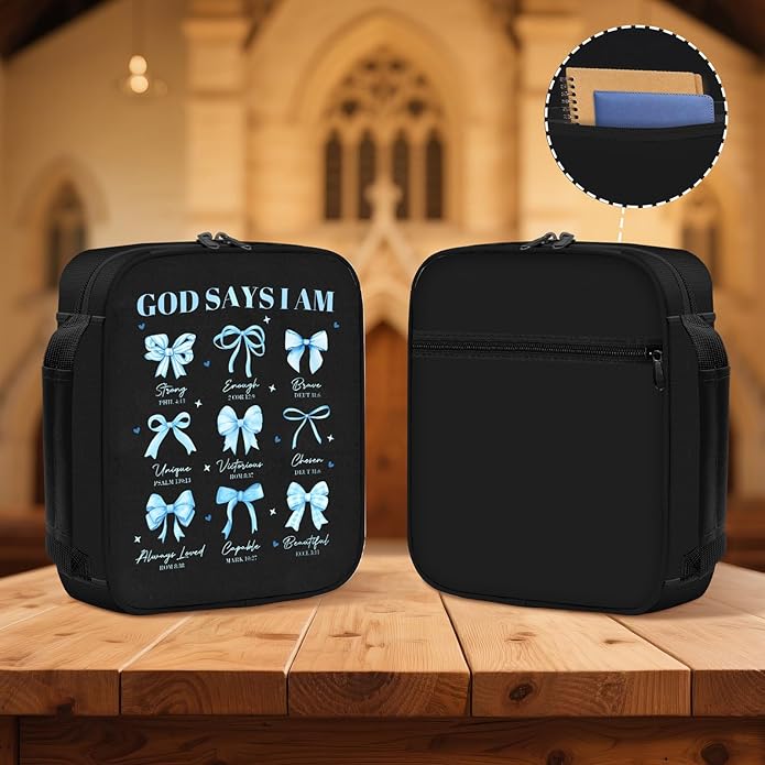 Bible Cover for Women, Bible Holder, Bible Cover With Handles, Bible Carrying Case, Bible Bags With Zipper and Pockets