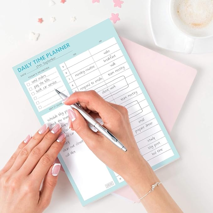 Sweetzer & Orange Time Block Planner. Undated Organizer To Do List Notepad. 7x10” Day Scheduler Productivity Task Pad. Checklist Diary, Work Journal, Appointment Pad, Daily To Do List Daybook