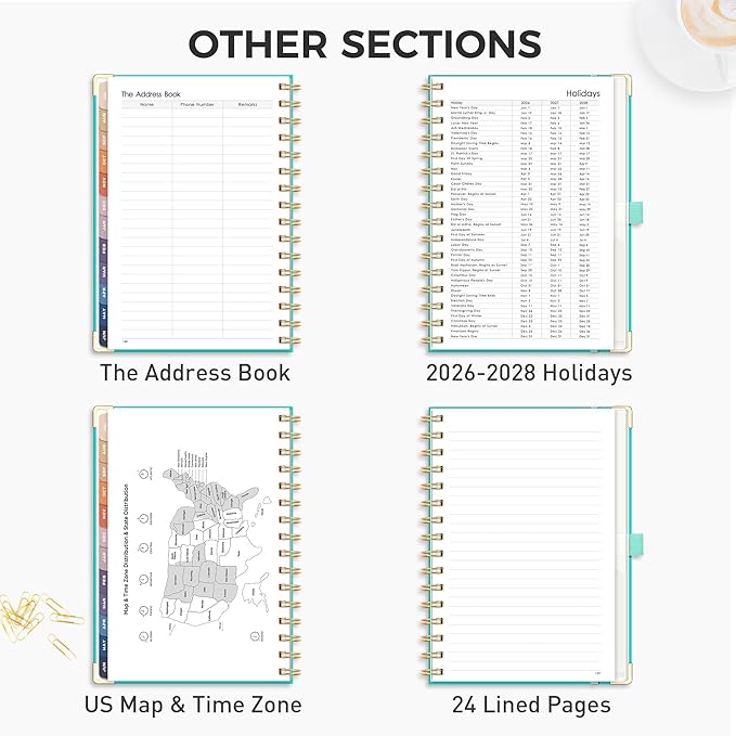 RETTACY Academic Planner 2026-2027, Weekly and Monthly, July 2026 - June 2027, Medium Size (5.7" x 8.3"), Calendar, Agenda, 12-Month Tabs, Hardcover, for Student, Teacher, School (Tiffani Blue)