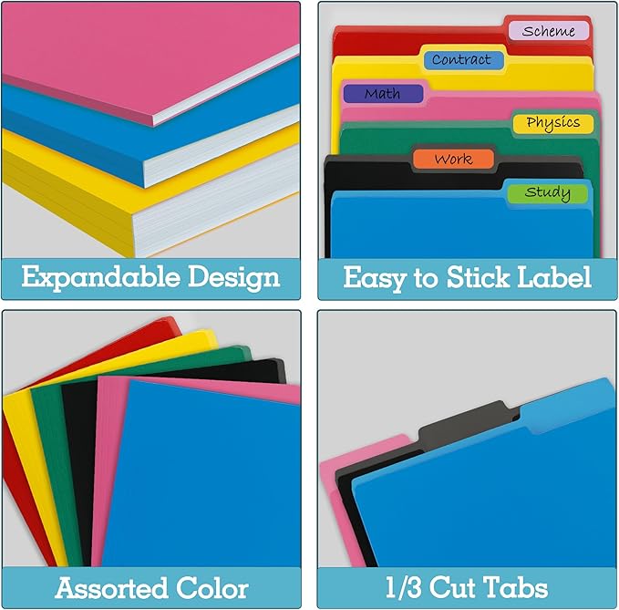Two-Tone File Folder 8.5 x 11 Inch,100 Pack Red File Folders,1/3 Cut Tabs File Folder Letter Size,Colored File Folders,Manila File Folders for Office,School and Home,Organization