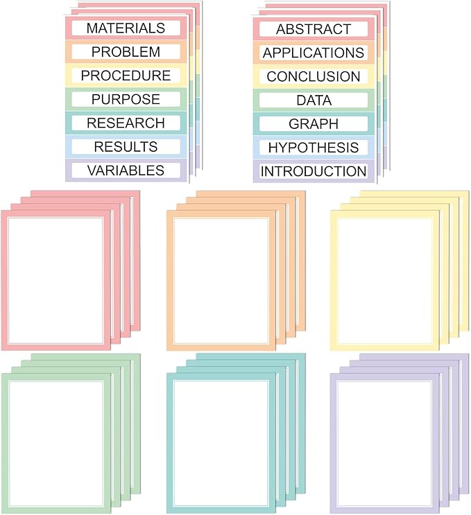 24 Sheets Science Board Supplies 18 Self Adhesive Presentation Science Subtitles & 6 Project Titles Board Sticker for School Office Supplies(Macaron Color)