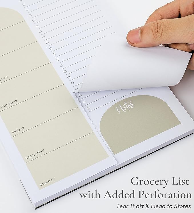 Magnetic Meal Planner 6x9 Inch Weekly Planning Notepad, 52 Sheets with Perforated Grocery List - The Ultimate Fridge Menu Organizer