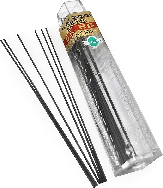 Pentel 120 Series Automatic Mechanical Pencil A315 + 12 HB Refill Leads + Tube of Eraser Refills - In Pillow Packaging - 0.5mm - Violet