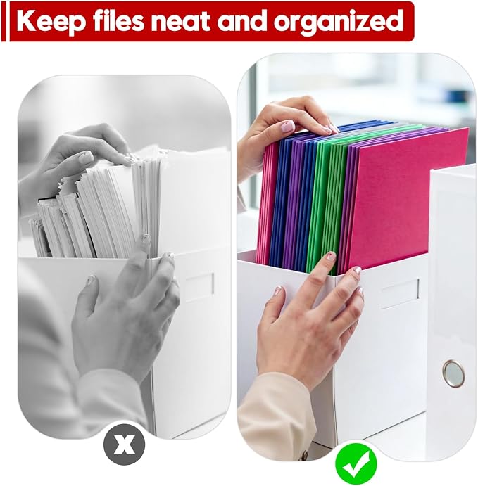 2 Pocket Folders, 100 Pack Bulk Durable Paper Letter Size File Folders with Business Card Slot for Office, Home, School and Business Use, Assorted 4 Colored