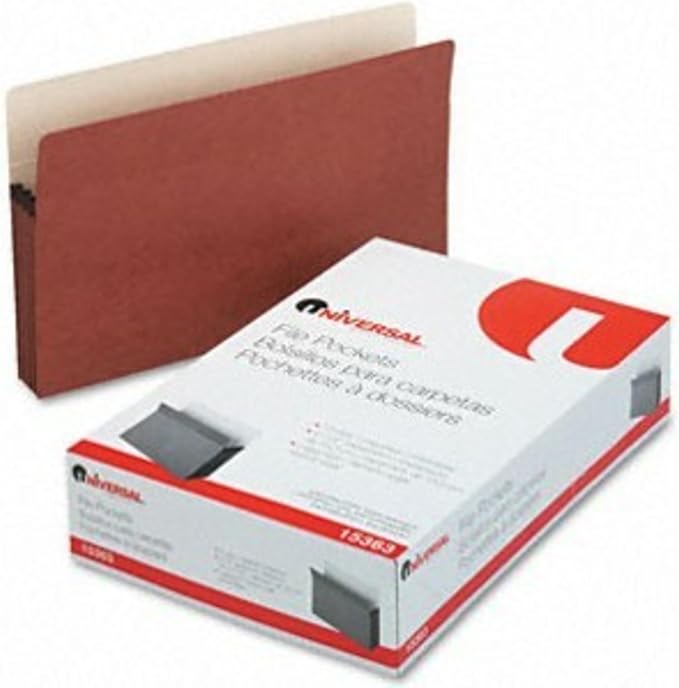 Universal 5 1/4 Expansion File Pockets, Straight, Legal, Redrope/Manila, 10/Box (15363)