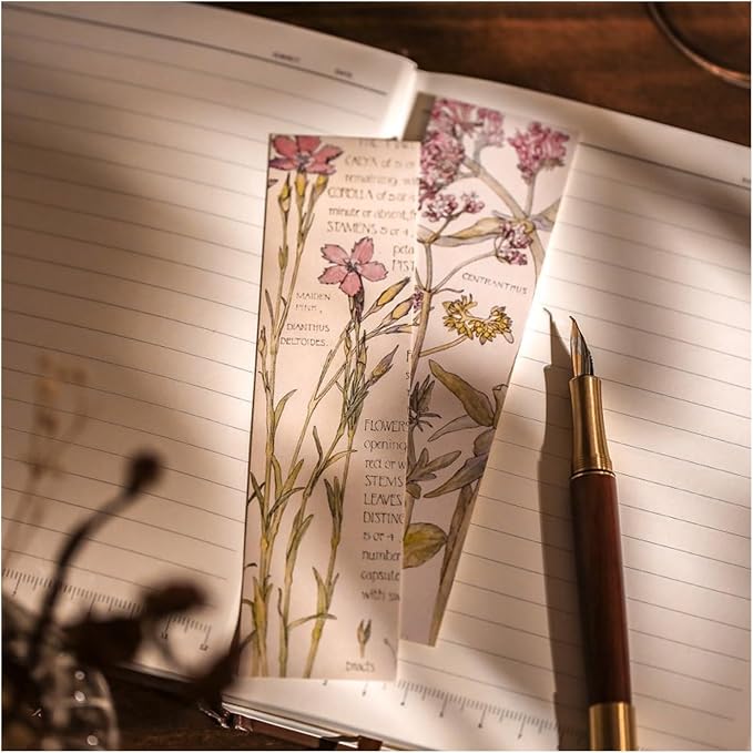 Vintage Natural Style Butterfly Flower Plant Bookmarks, 30PCS (Gentle Whispers)