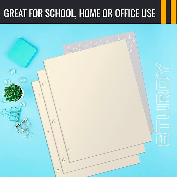 Better Office Products Two Pocket Portfolio Folders, 50-Pack, White, Letter Size Paper Folders, 50 Pieces, White