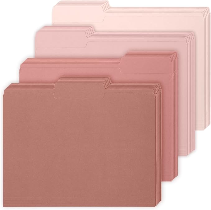 Whaline 24 Pack Dusty Pink File Folders Letter Size Gradient Pink File Pockets with 1/3 Cut Tab 8.9 x 11.6 Inch Solid Color Cute Documents Folders for Organizing Filing Home Office Supplies