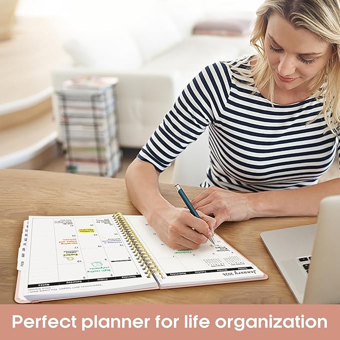 2026 Planner, Weekly and Monthly Calender Planner, Jan 2026 to Dec 2026, Hardcover 2026 Calendar Book with Tabs & Inner Pocket, Office Home School Supplies for Women & Men - A5 (6.3" x 8.5"), Pink