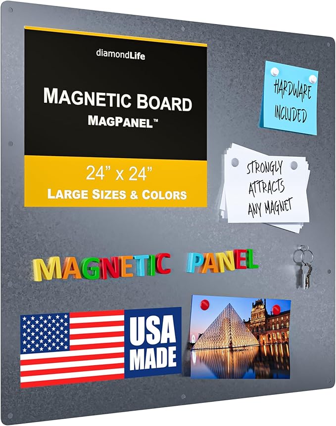24"" x24 - Magnetic Board - Memo & Vision Board for Home, Office, and Classroom - Magnet Board for Kids - Pre-drilled Mounting Screws Included