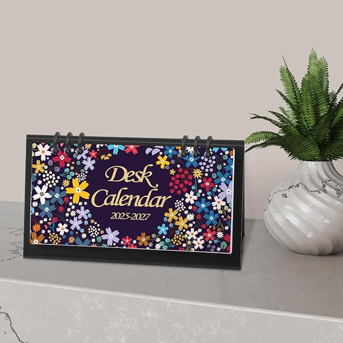 KONVINIT Desk Calendar 2025-2026, 6.3" x 3.1", 2026 Desk Calendar - Runs From Sep. 2025 Until June. 2027, 24 Months Small Desktop Calendar for School, Home and Office Supplies