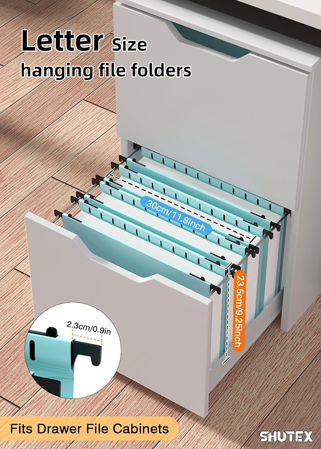 Extra Capacity Plastic Hanging File Folders,12 Pack Reinforced Hang Folder,Heavy Duty 2 Inch Expansion,Filing Cabinet Folders Letter Size for Bulk Files/Medical Charts(Haze Blue)