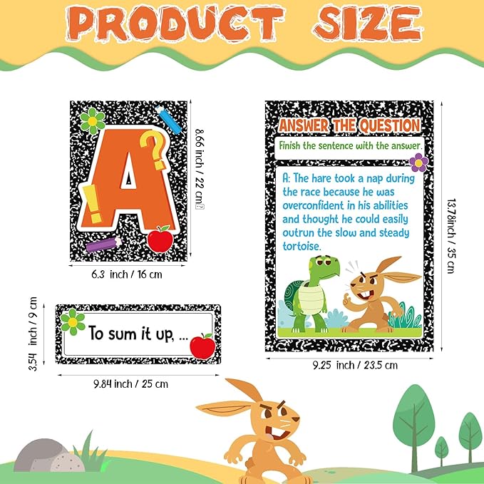 Outus 36 Pcs RACES Writing Strategy Bulletin Board Set, Alphabet Cutout Poster Sentence Starters Cards for Elementary School Classroom, Writing Display Wall Decoration Teacher Supply(Composition)