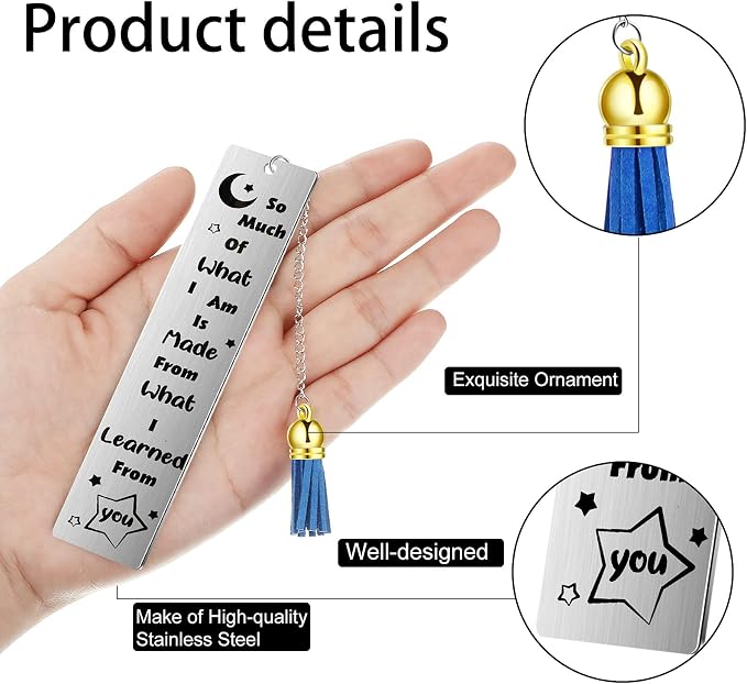 Zonon 4 Pcs Metal Bookmarks End of Year Teacher Gifts Graduation Book Page Marker with Pendants Thank You Gifts for Teacher Appreciation Women Instructor Birthday Reading Lovers Office(Vibrant Style)