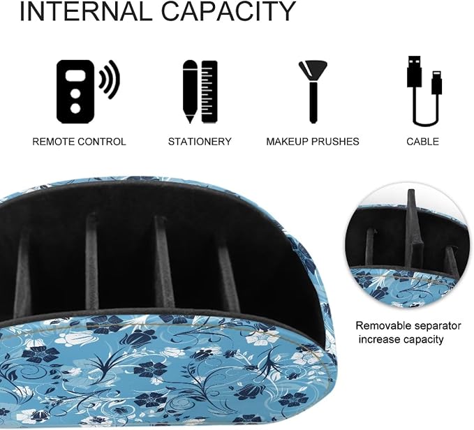 TV Remote Holder with 5 Compartments, Floral Print Office Desk Organizers - Vanity Organizers/Nightstand Accessory,Storage for Jewelry/Cosmetic Brushs/Pens