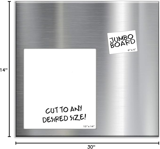 Essentially Yours Magnet and Message Board | Large Mountable 30 x 14 x 0.7 Inch Steel Bulletin Board (Silver)