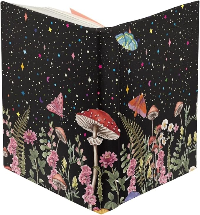 Dreaweet Starry Mushroom Butterfly Reusable Book Covers 9x11 in Textbook Jackets for Back to School, Washable Book Sleeve Protectors to Fit Most Hardcover Books Reusable Book Accessories